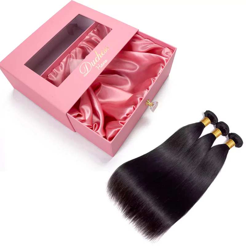 Custom Fashion Customizable Design Satin Lining Drawer Wig Packaging Boxes with Transparent Window Crown Win Packaging Factory