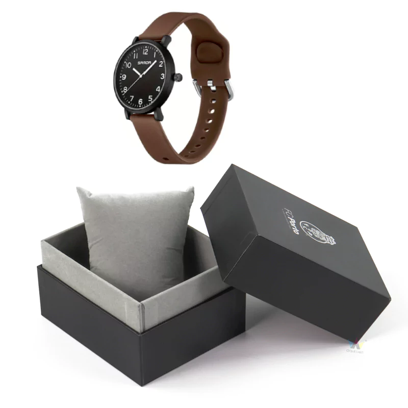 Crown Win Factory Wholesale Customized Logo Cardboard Watch Packaging Box with Pillow Insert 