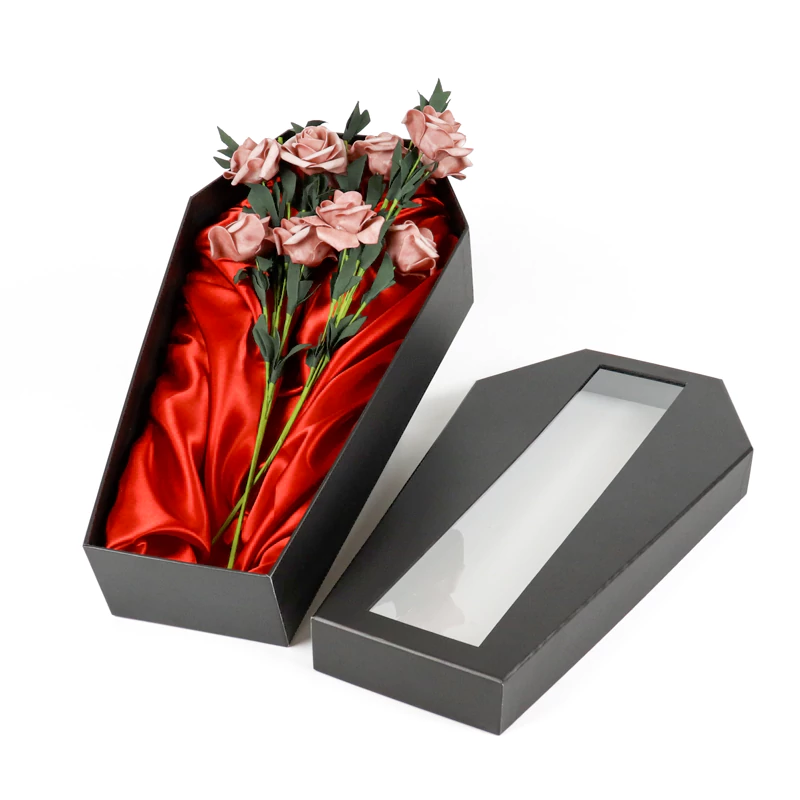 Custom-designed rigid cardboard coffin shaped packaging boxes Crown Win Packaging Factory