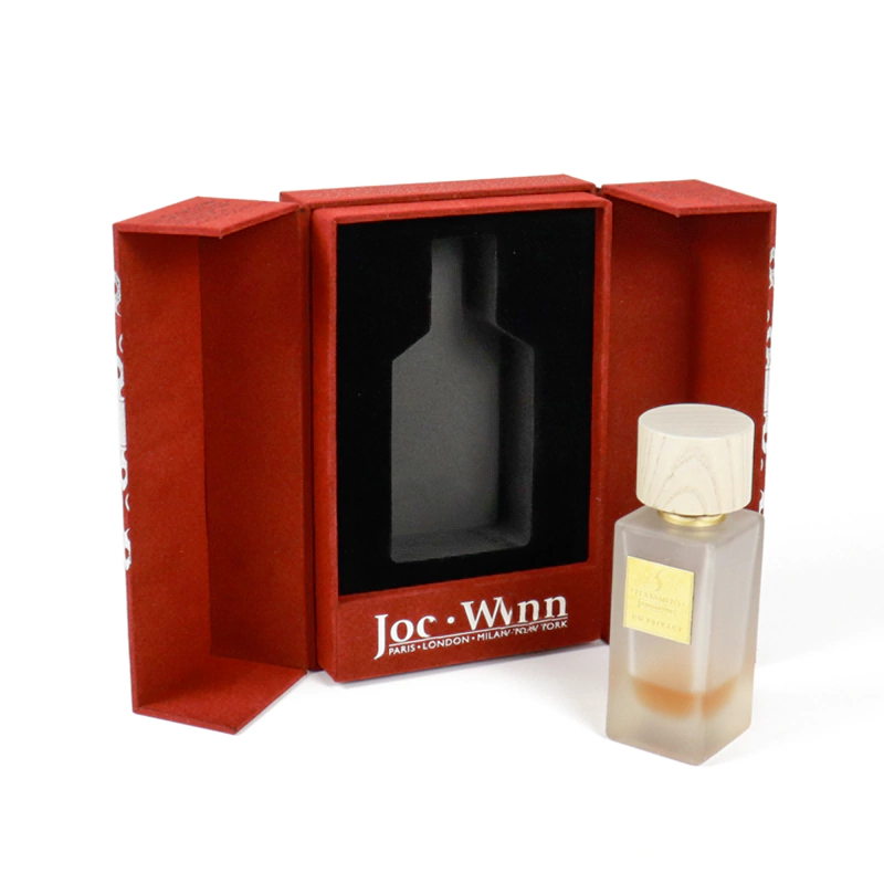 High-end Velvet Silver Logo Double Door Perfume Packaging Box Crown Win Packaging Manufacturer
