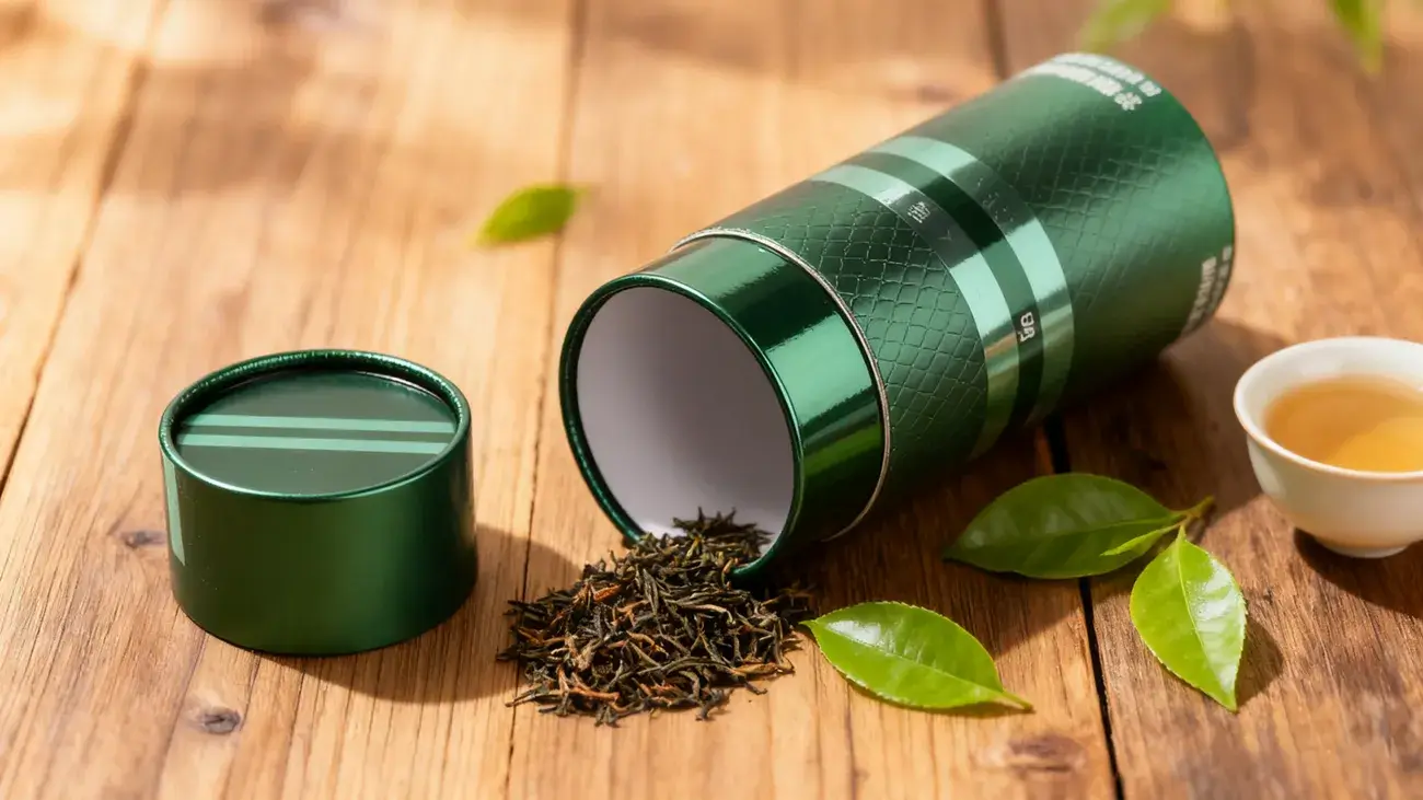 circular cardboard tea boxes