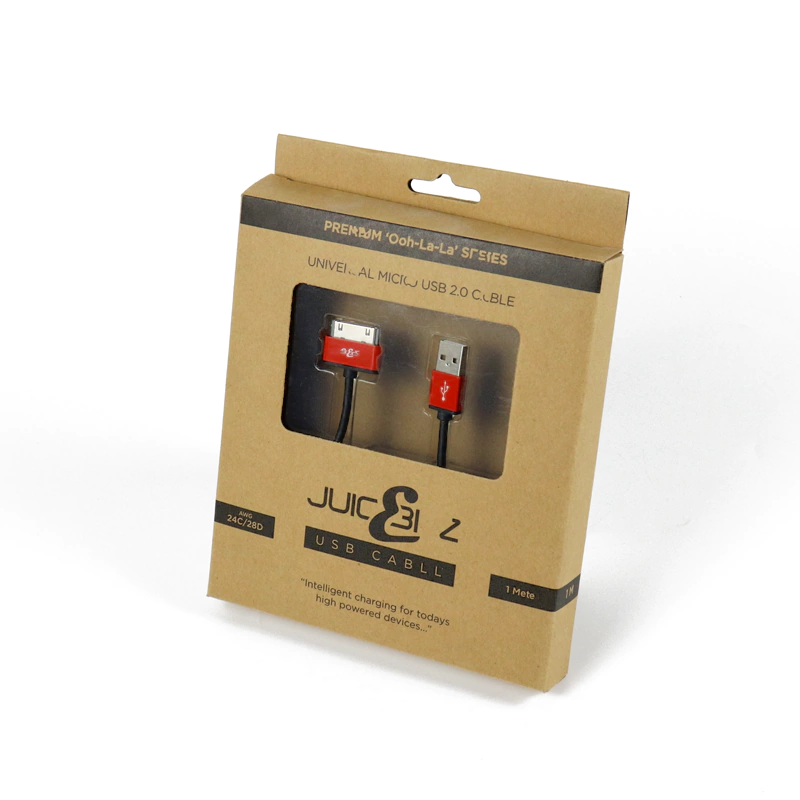 Customizable printed eco-friendly kraft paper USB charging cable packaging box Crown Win Manufacturer