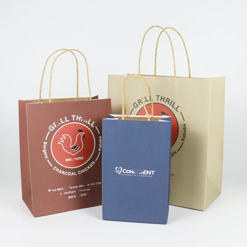 Eco-Friendly Gift Shopping Packaging Custom Kraft Paper Bags Wholesale