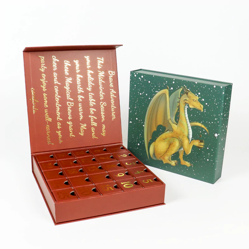 Crown Win Customized Luxury Christmas Countdown Calendar Gift Packaging Boxes (12, 20, 24, 25, and 30 Days)