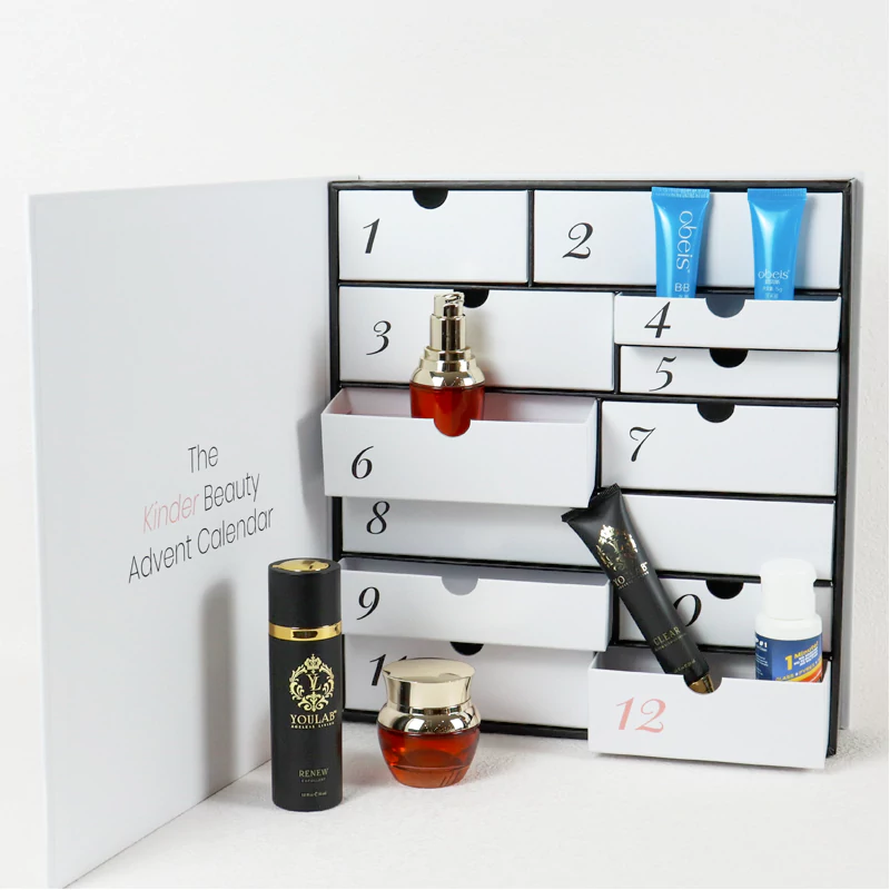 High-end Surprise Countdown Calendar Gift Box Customization 12 Days Cosmetics Calendar Box Crown Win Factory