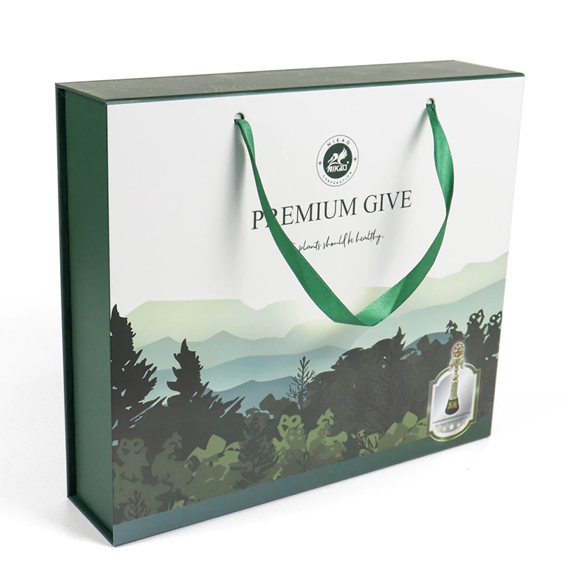 custom magnet packaging box with ribbon handle