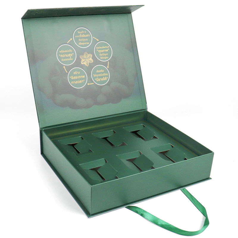 China factory custom packaging magnetic gift box with ribbon handle manufacturer