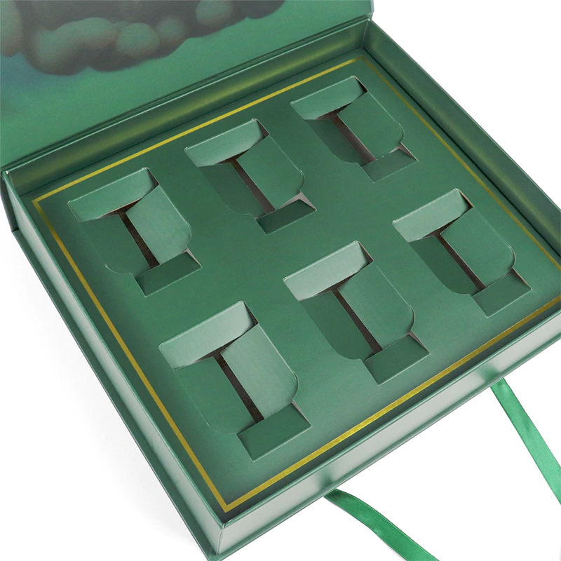 custom magnet packaging box with ribbon handle