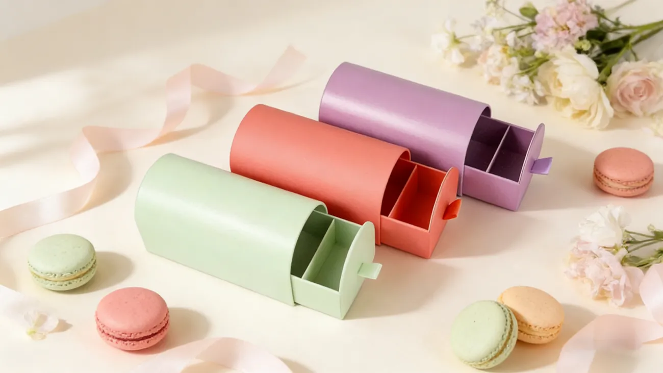 Macaron and chocolate gift boxes