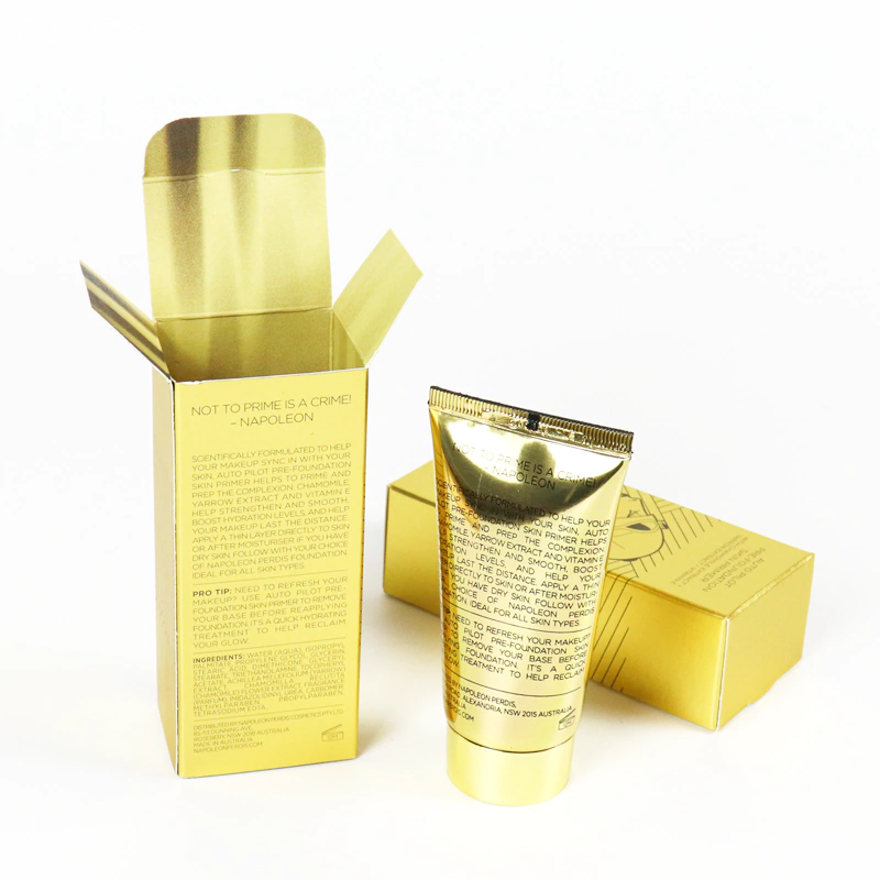 Custom gold paper collapsible skincare Makeup primer packaging box manufacturer