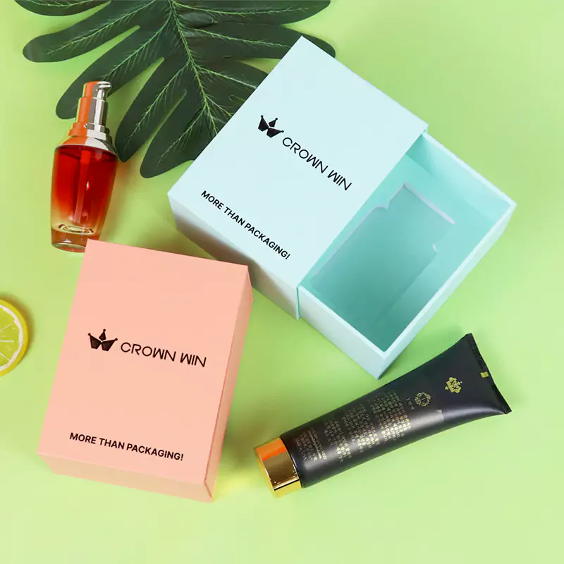 Custom printed essential oil packaging boxes drawer cosmetic perfume box manufacturer