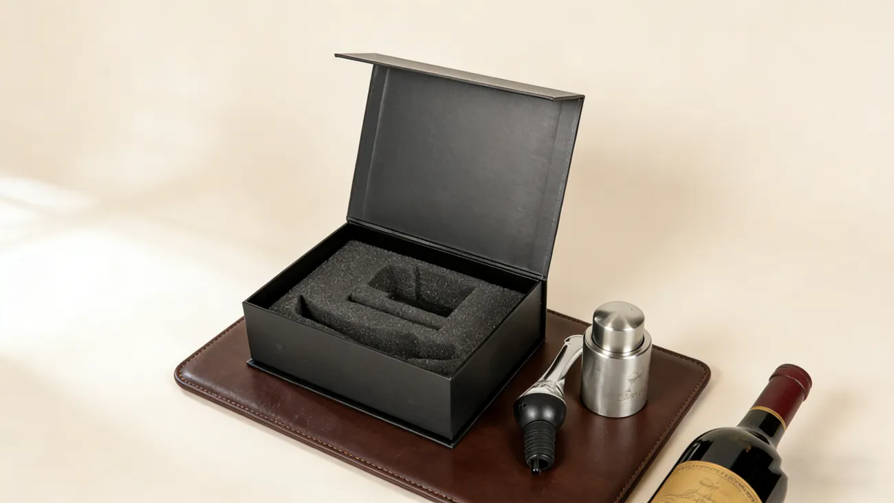 Bosca Bronntanais Stopallán agus Doirteoir Buidéal Fíona Saincheaptha |  Crown Win Pacáistiú Páipéir Ardchaighdeáin, image size:1300x731