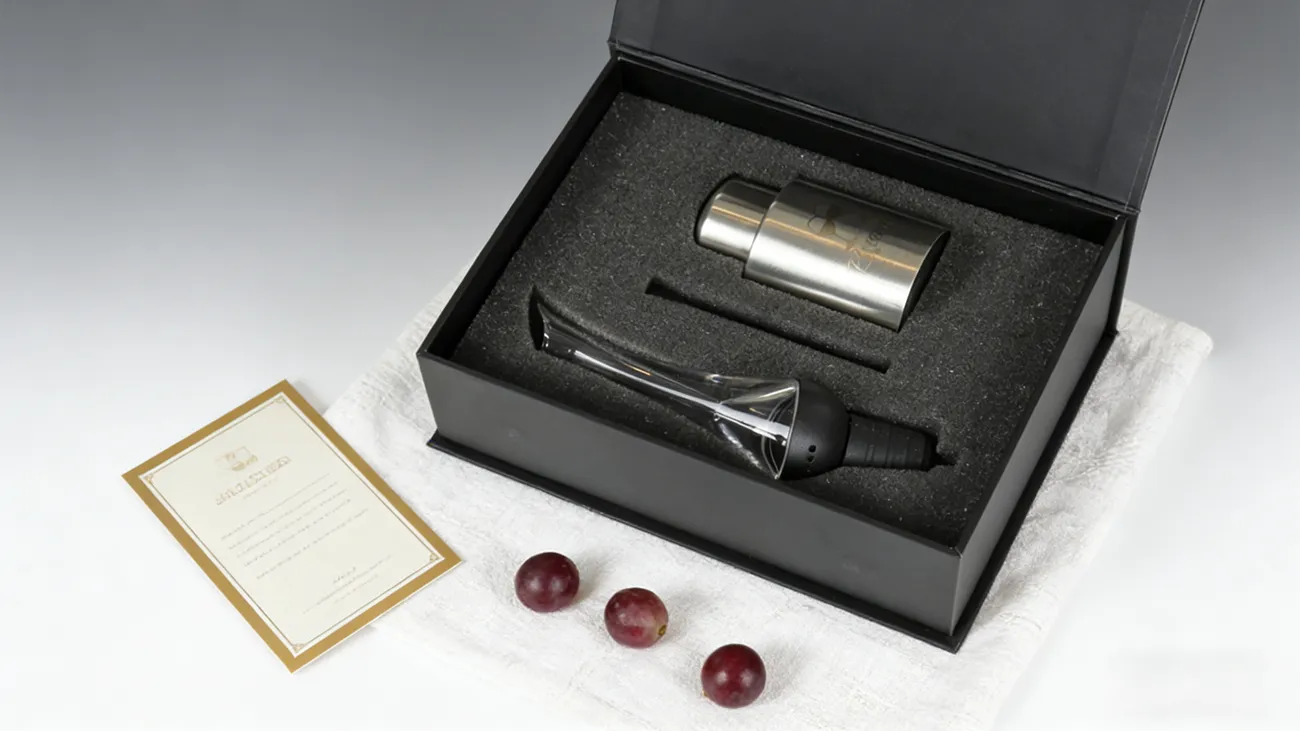Customized Wine Bottle Stopper and Pourer Gift Box2