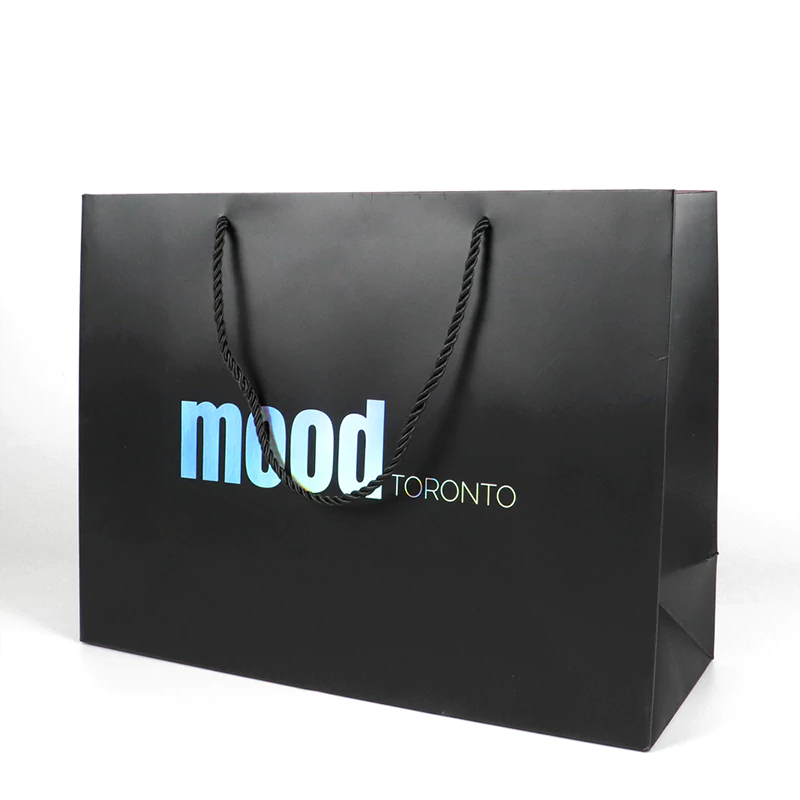 Custom holographic logo printing brand gift bag paper packaging bags manufacturer