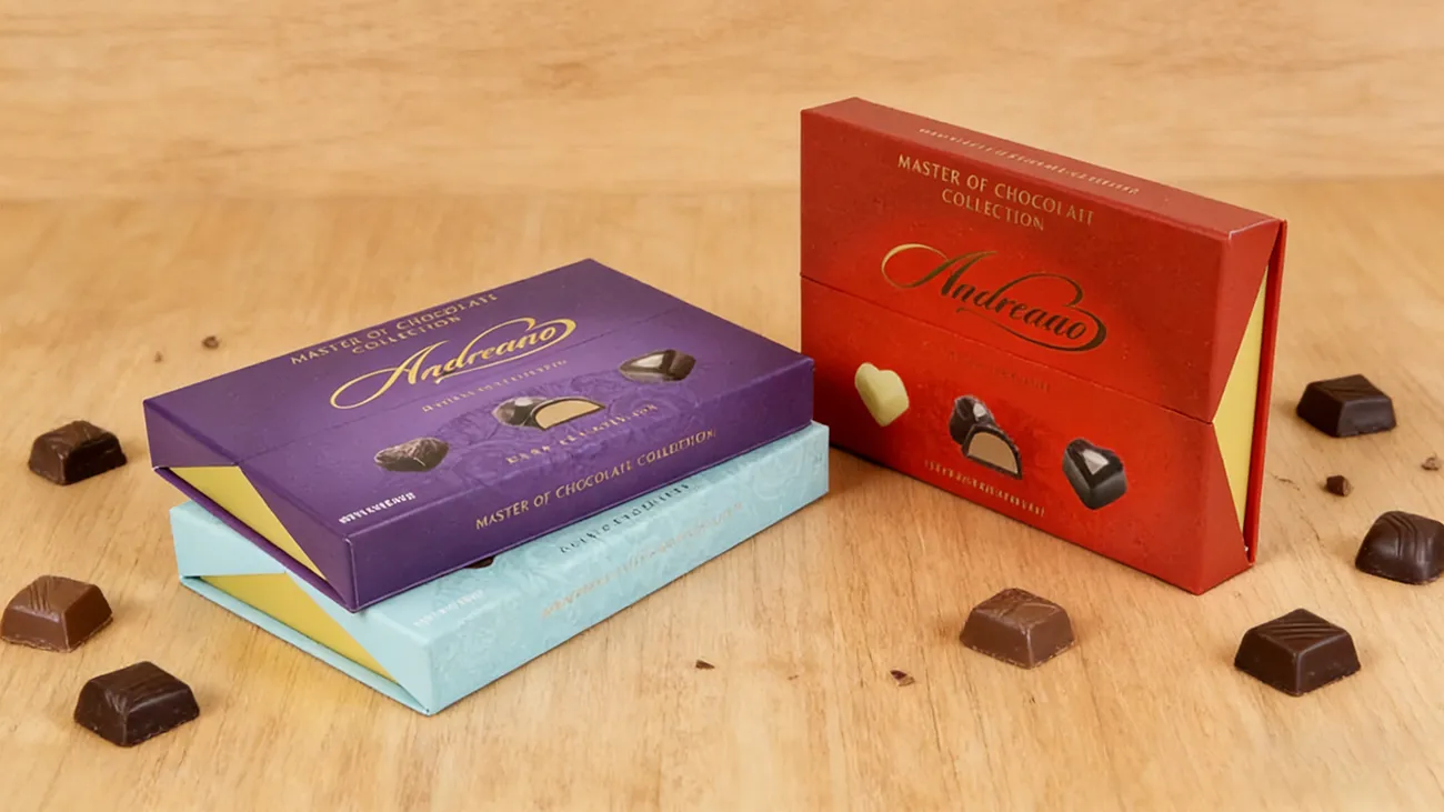 Custom printed gourmet chocolate gift box with matte lamination finish
