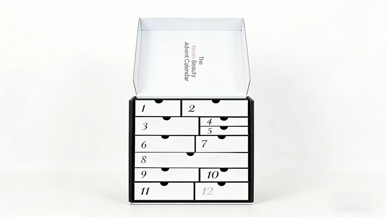 Personalized Christmas countdown calendar gift box with drawer structure, suitable for beauty products