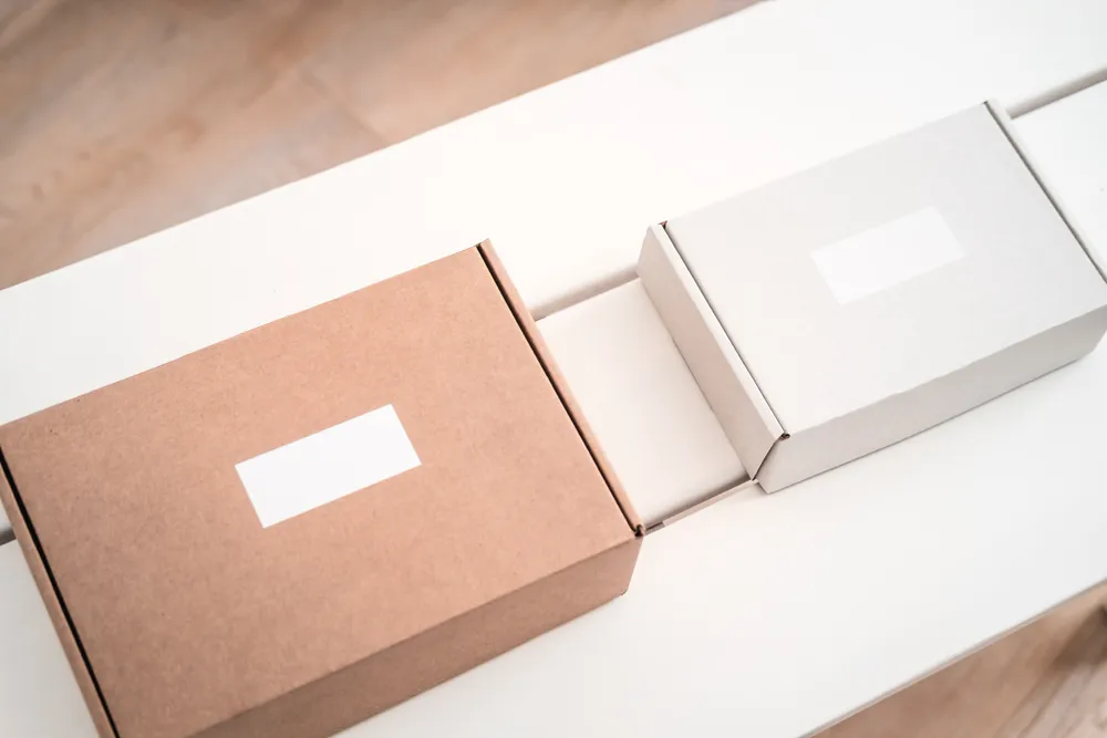 Minimalist kraft paper packaging with embossed logo and ample white space – designed by Crown Win Box packaging manufacturers for high-end brand presentation