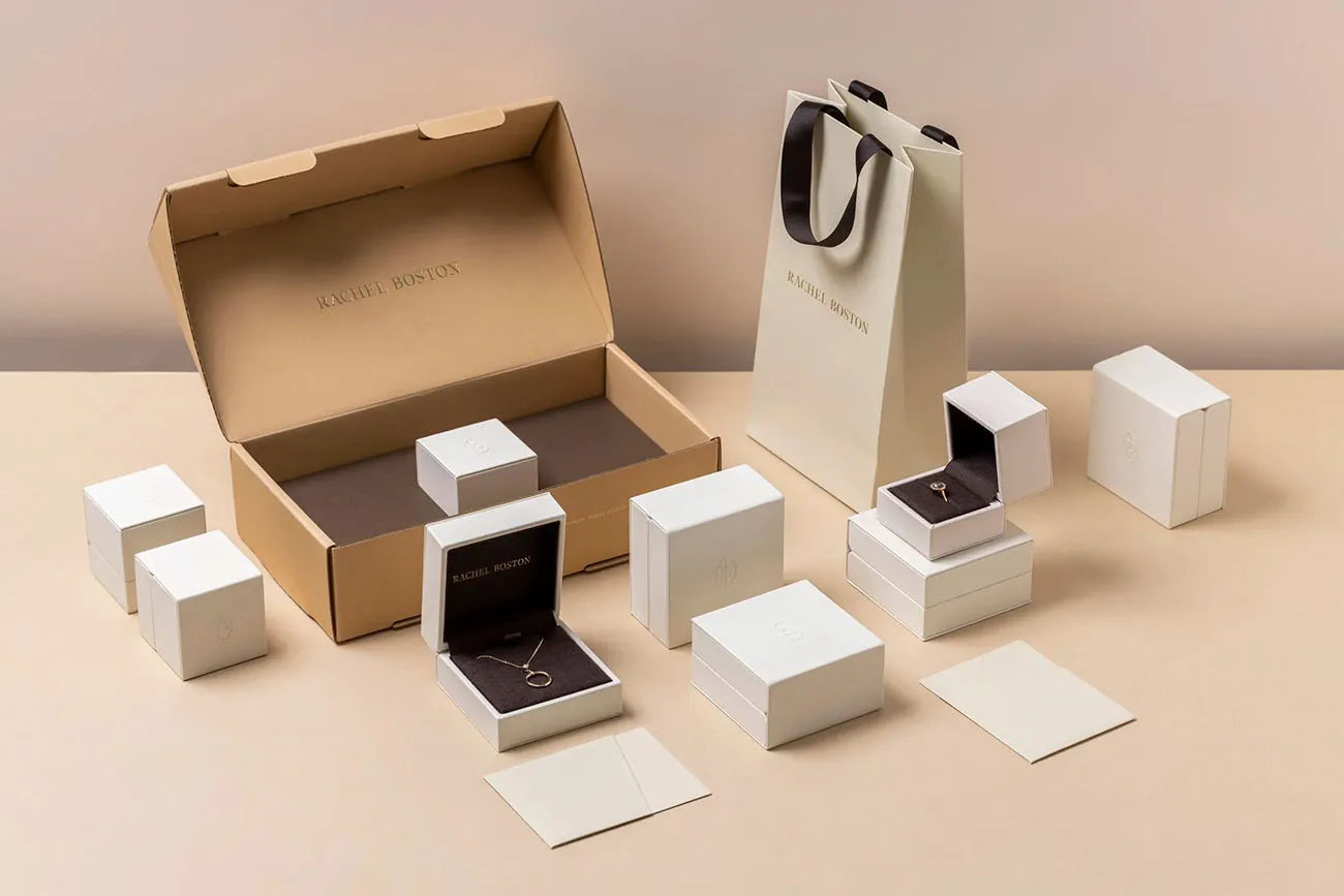 Elegant jewelry packaging box with custom logo and eco-friendly materials