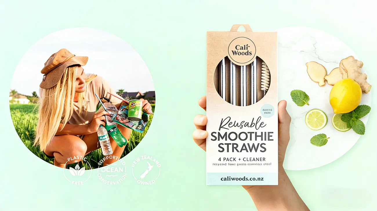 CaliWoods: Plastic-free kraft paper packaging for reusable straws used in mailing