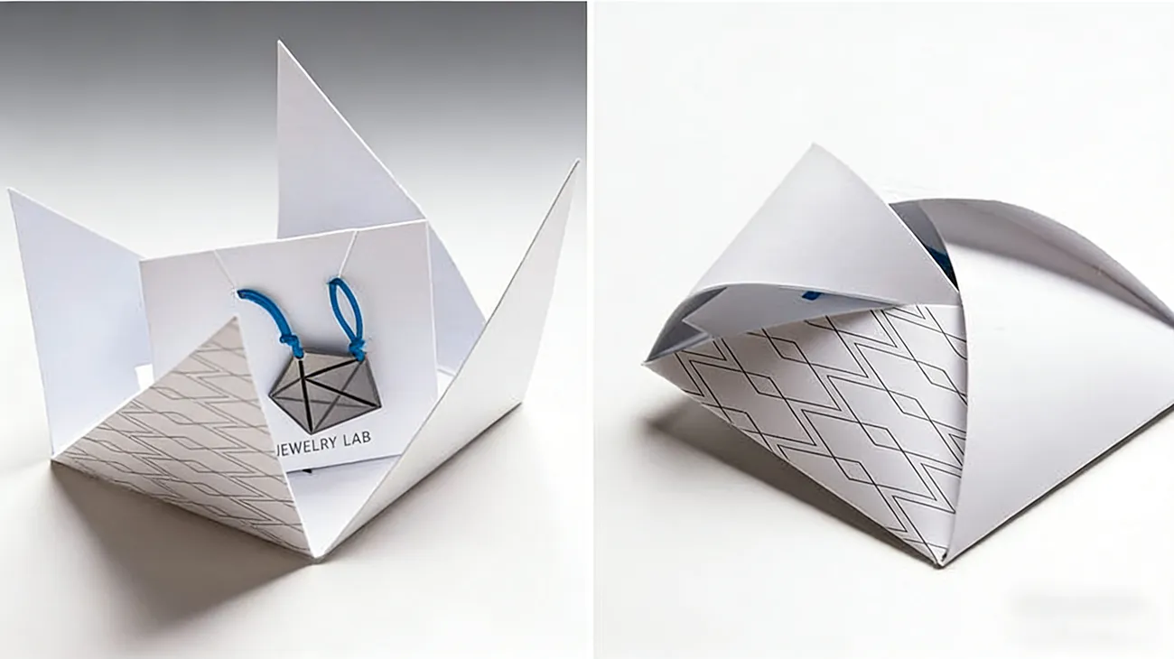 Origami style sustainable jewelry paper box