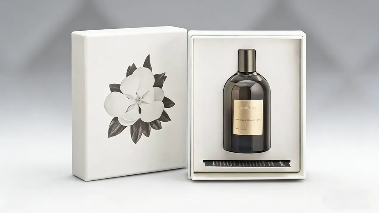 Luxurious rigid fragrance gift box with custom lining, specially designed for holding perfume bottles