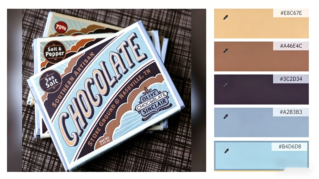 Vintage packaging design featuring retro typography and a muted color palette on a custom folding carton