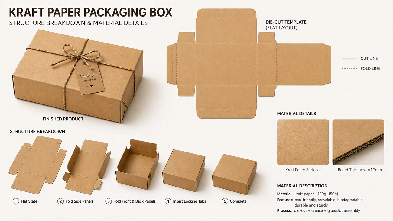 Natural brown kraft paper boxes | Custom kraft paper packaging for brand display