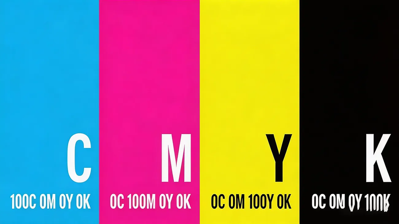 Schematic diagram of CMYK subtractive four-color model for commercial packaging printing