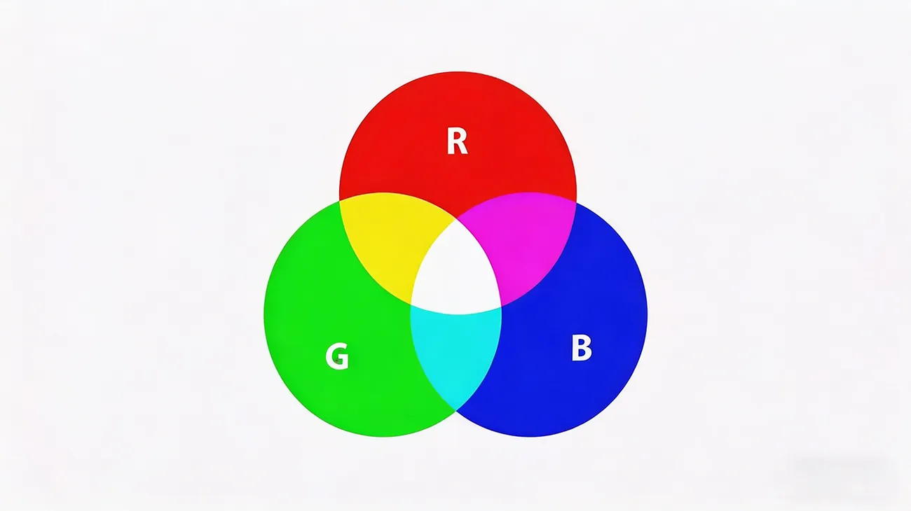 Schematic diagram of RGB color model for digital display screen