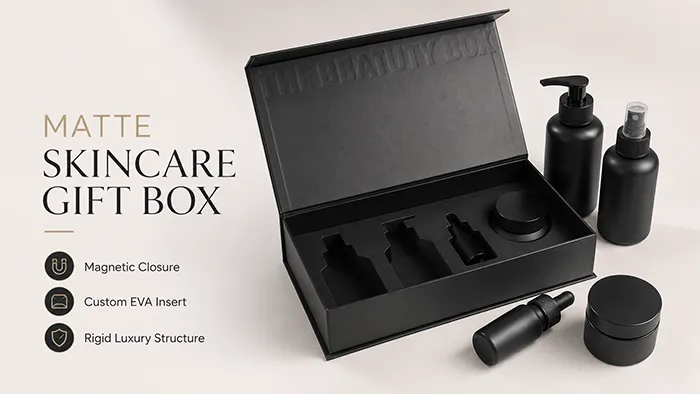 Premium Matte Cosmetic & Skincare Packaging Gift Boxes with Custom EVA Lining