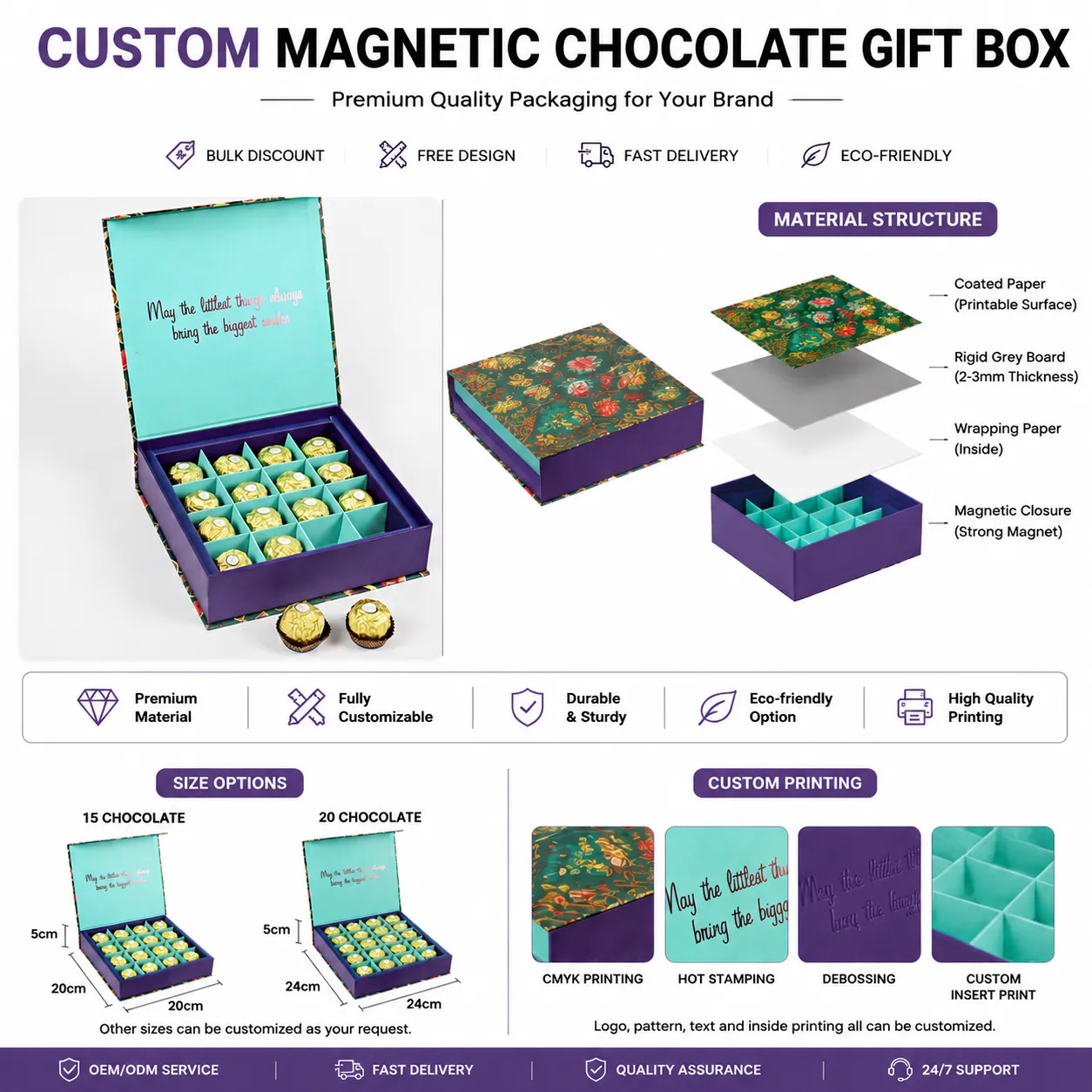   custom food grade rigid cardboard candy chocolate packaging paper box manufacture