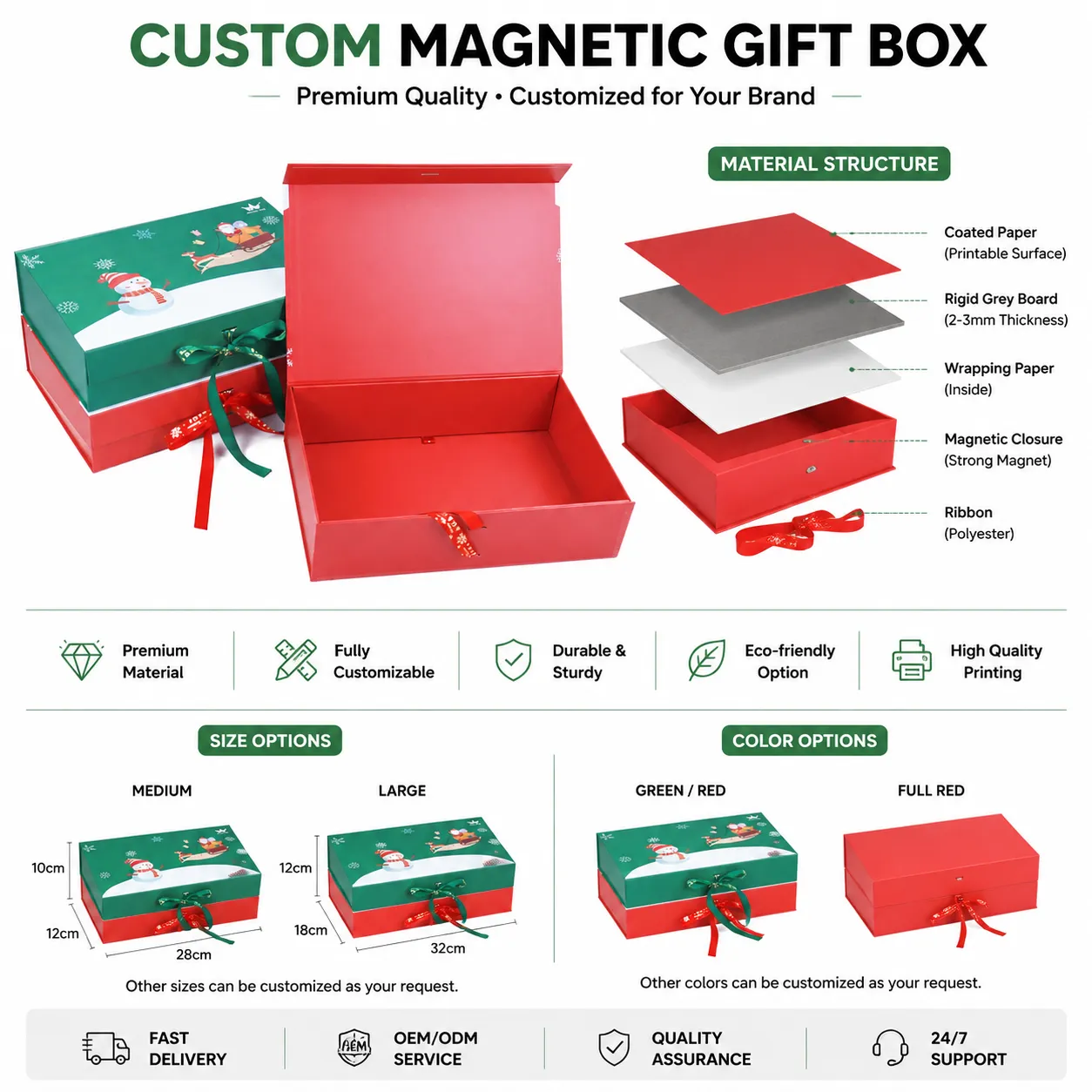 Crown Win Magnetic Christmas Gift Packaging Rigid Cardboard Foldable Paper Boxes