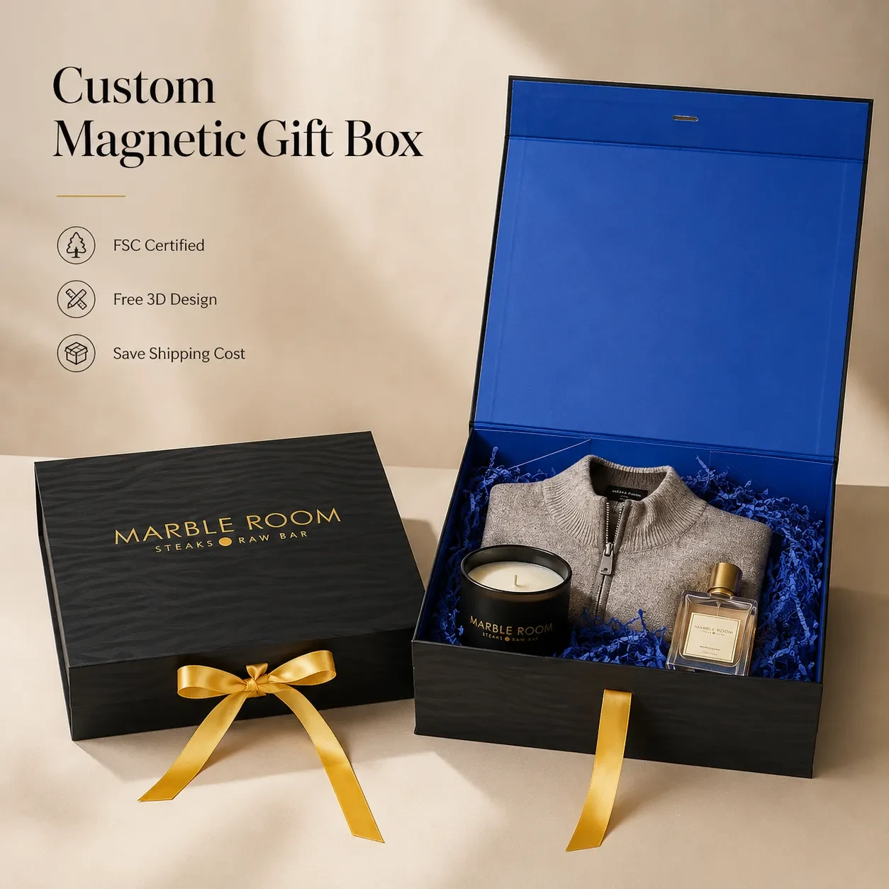 Manufacture Bespoke Magnetic Cardboard Digital Printing Clothing Paper Box With Ribbon