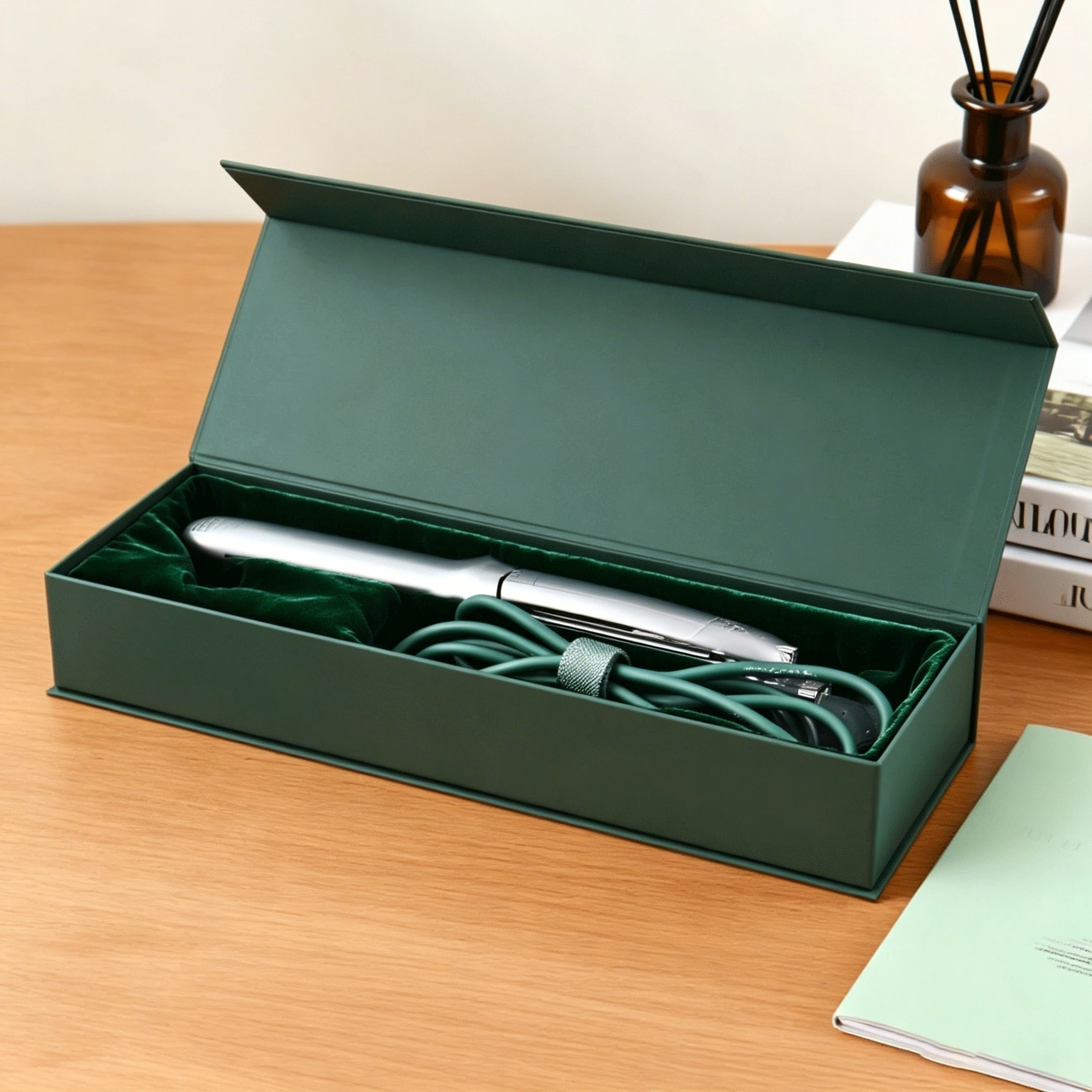 Custom Hair Straighteners Curling Irons Magnetic Paper Box with Satin Insert Crown Win