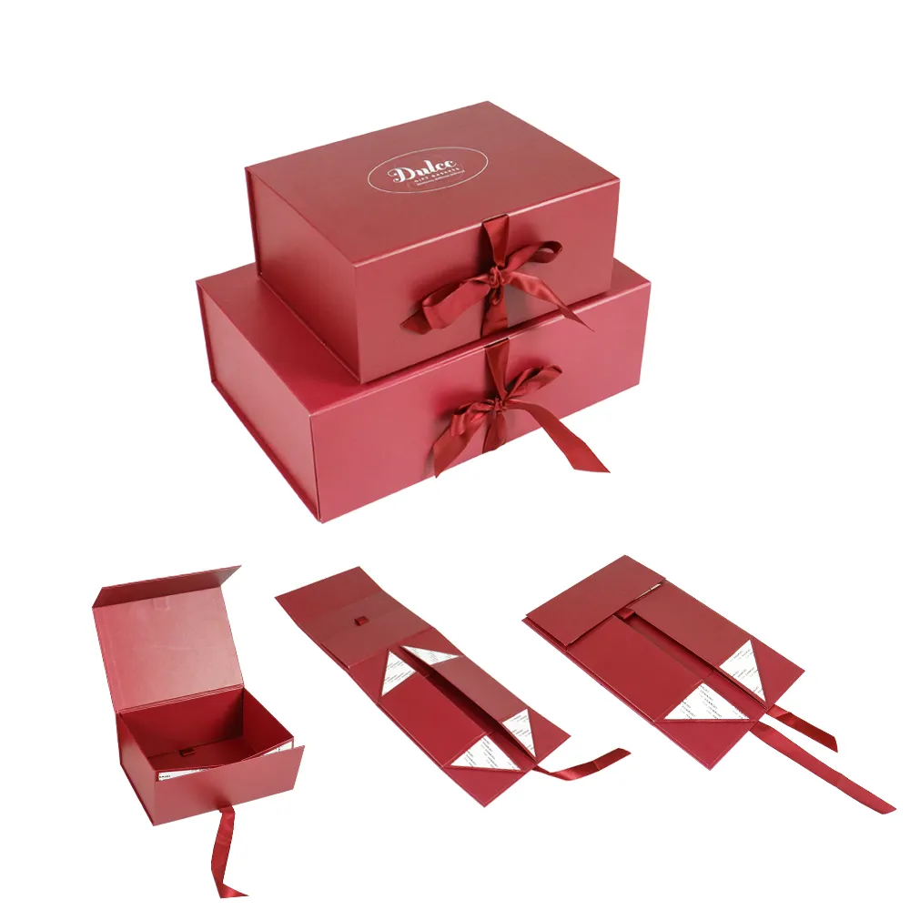 Foldable Bridesmaid Gift Box with Ribbon