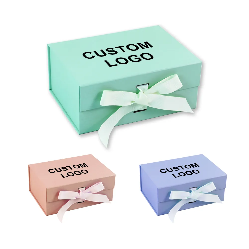 folding packaging box with ribbon