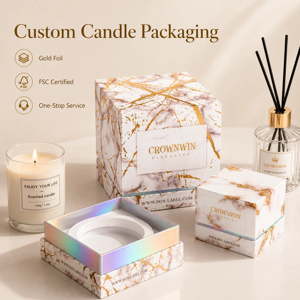 Oem bespoke logo car fragrance luxury packaging cardboard aromatherapy candle paper box
