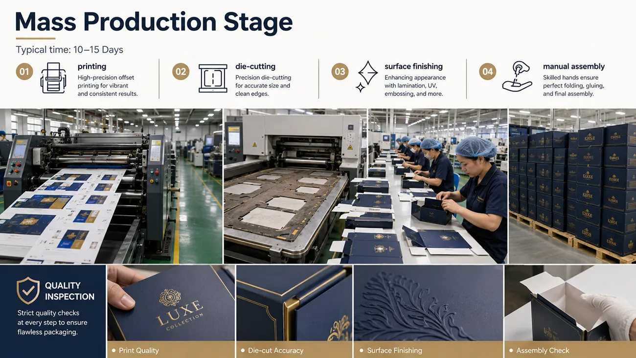 Factory produces custom printed packaging boxes