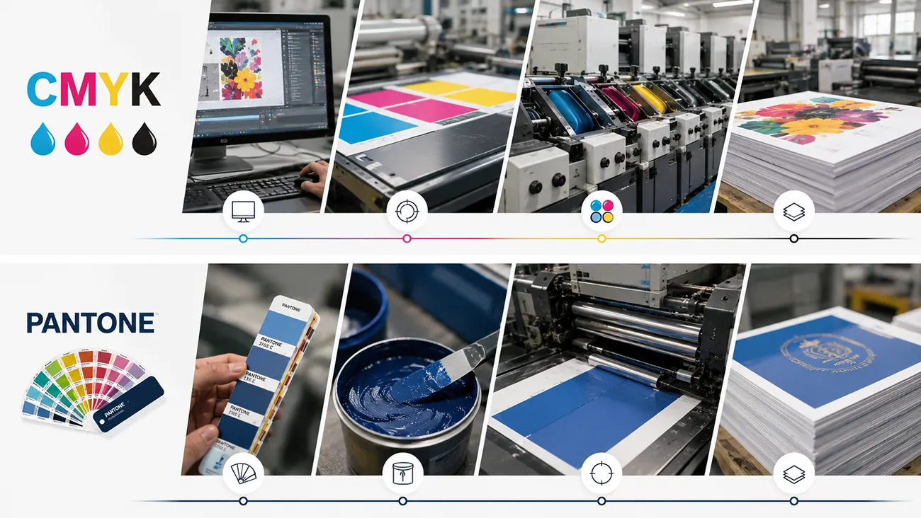 CMYK and Pantone printing comparison of custom paper packaging with Crown Win