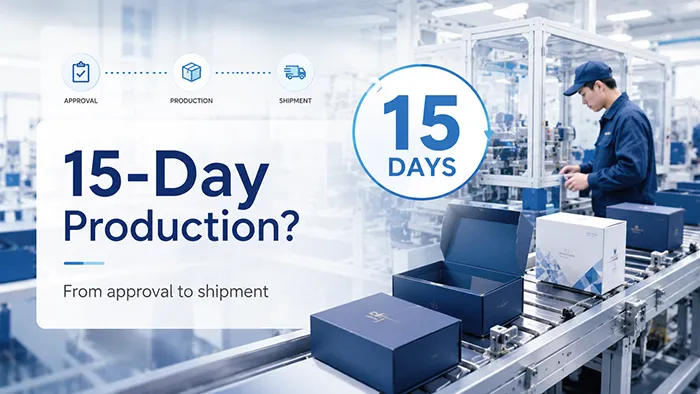Can custom packaging production be completed within 15 days?