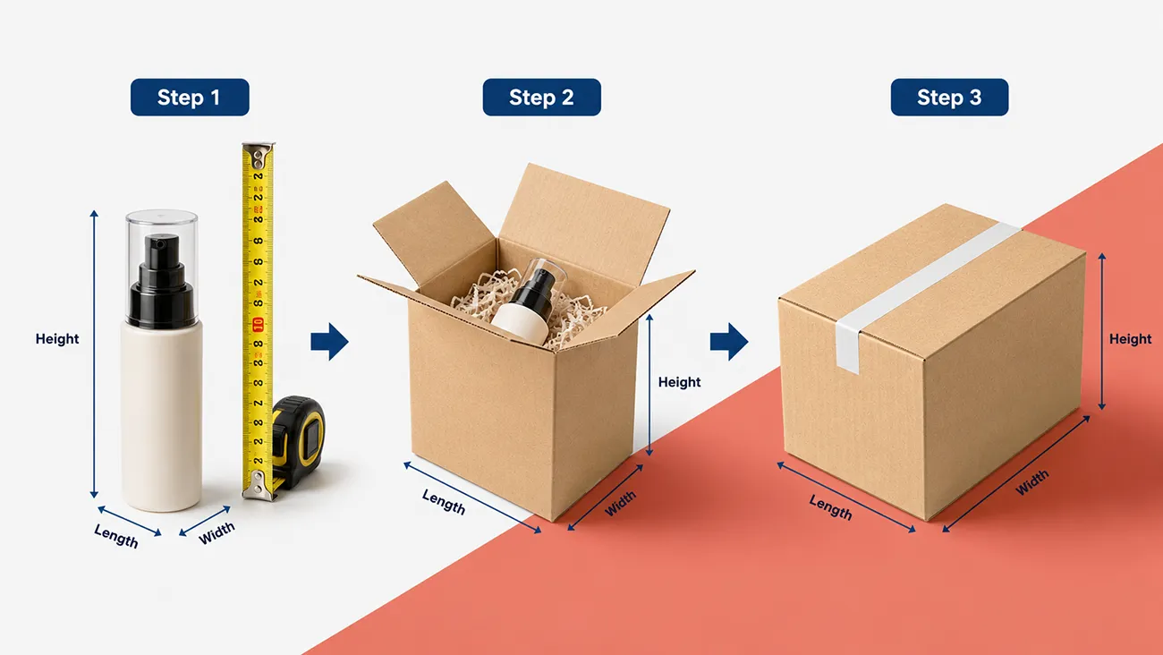 The standard measurement method of length (L) × width (W) × height (H)