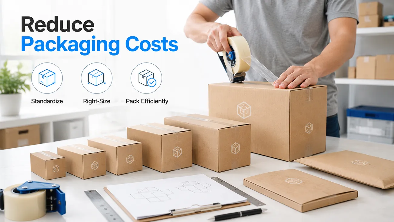 Reducing packaging cost across product lines with right-size boxes, standardization and efficient packing