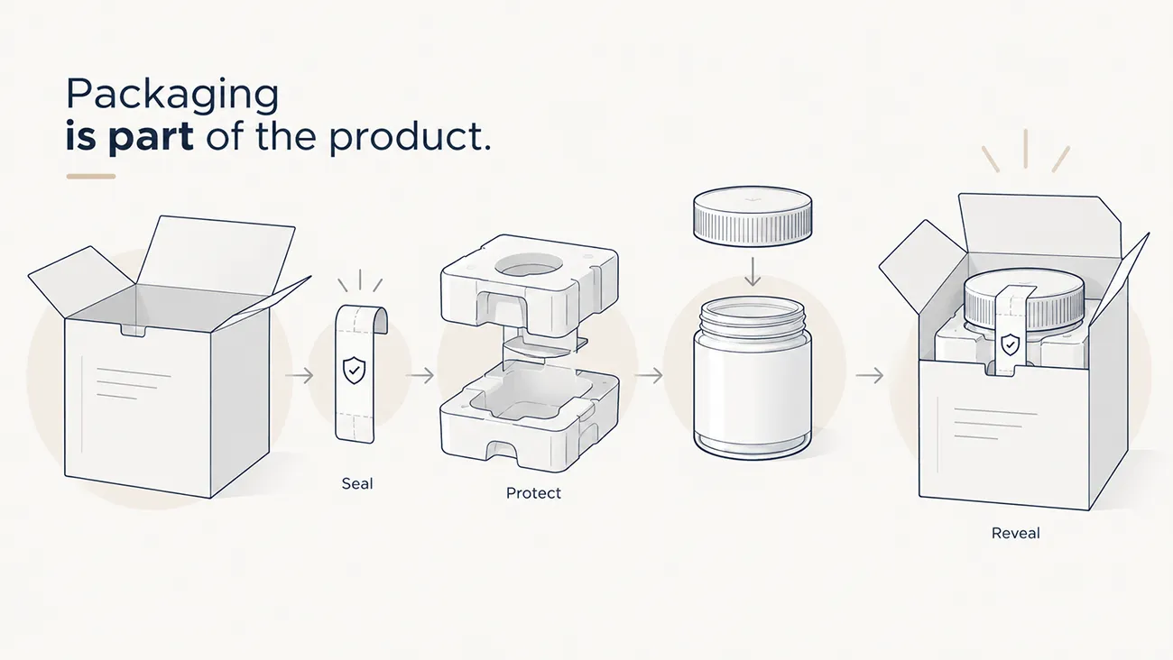 Custom branded paper packaging acts as core product value carrier, not just protective shipping container for beauty brands