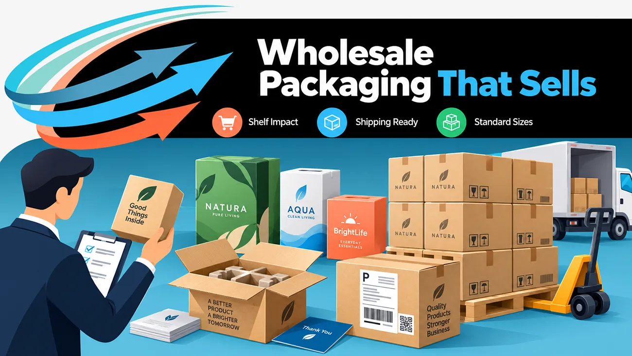 Wholesale packaging that sells, custom paper boxes balancing shelf impact, shipping readiness and standard sizes for brand distribution