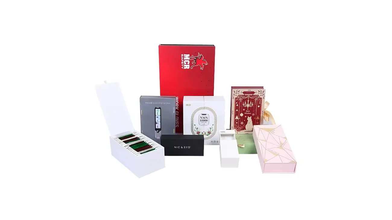 Custom magnetic closure box open luxury skincare gift set, premium rigid paper packaging for beauty brands