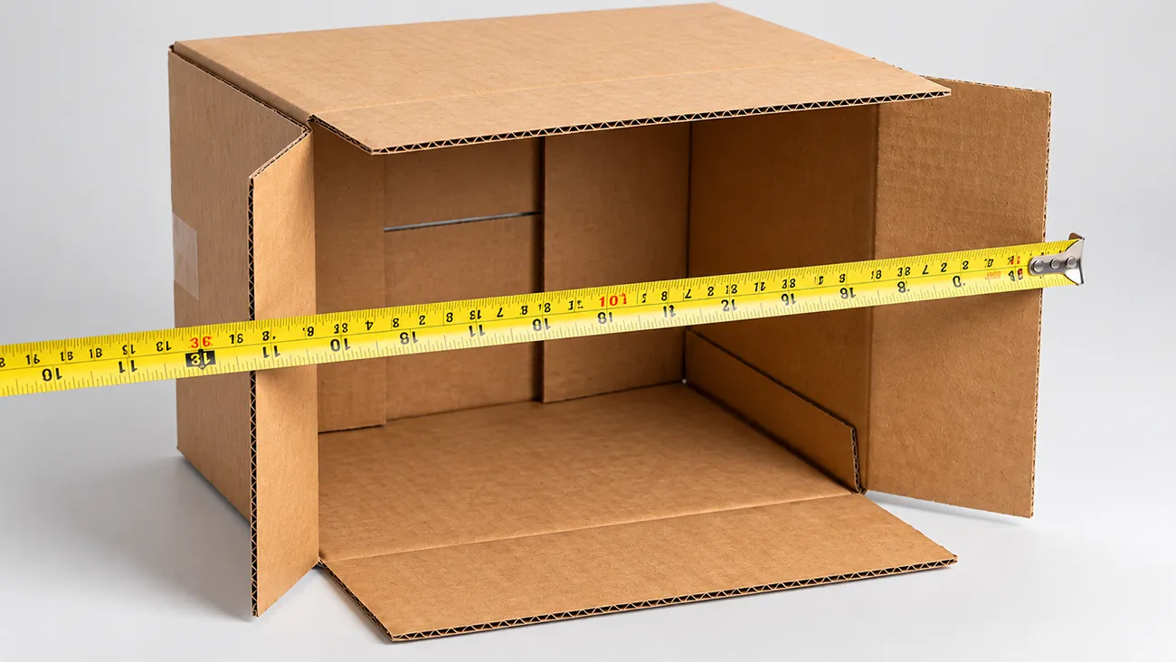 Measuring the interior width and height of a cardboard box